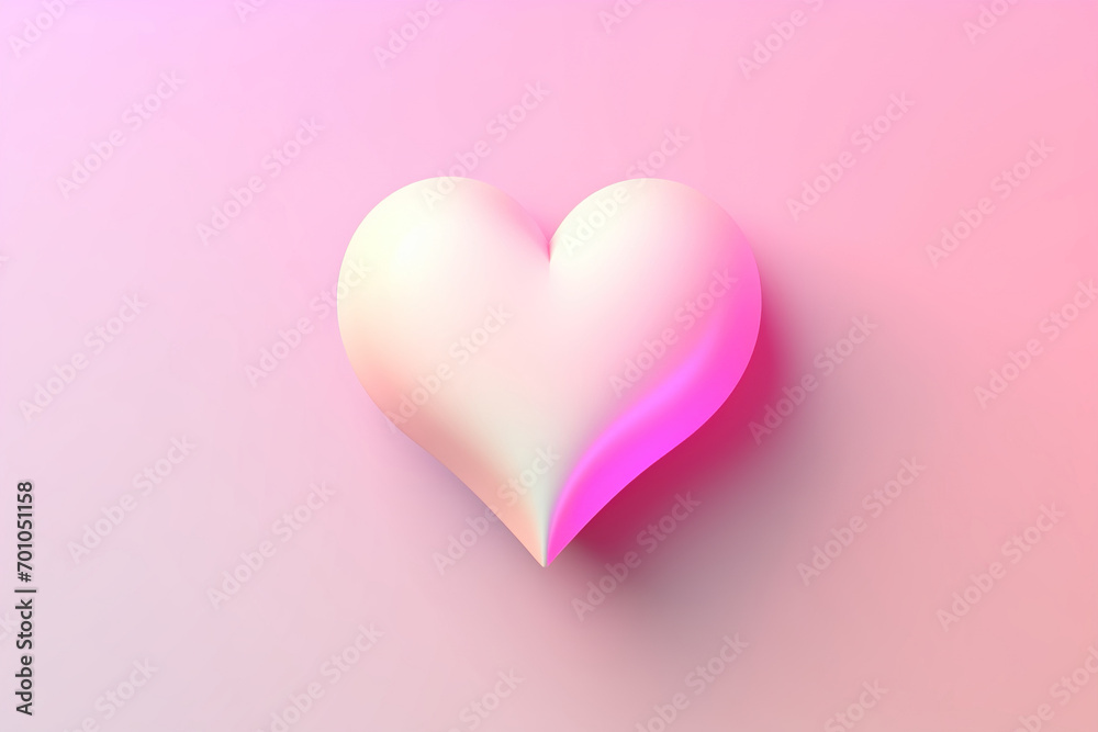 3D Radiant Pink Heart: Vibrant Love Glows in a Rainbow Gradient on a Pastel Background. Perfect for Expressive Valentine's Day Celebrations