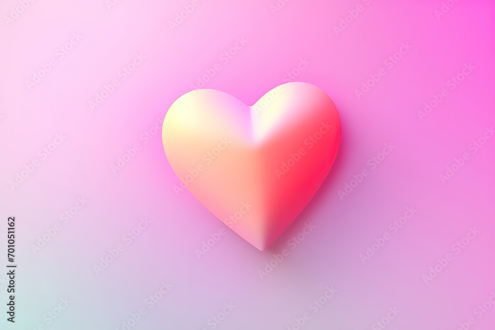 3D Radiant Pink Heart: Vibrant Love Glows in a Rainbow Gradient on a Pastel Background. Perfect for Expressive Valentine's Day Celebrations