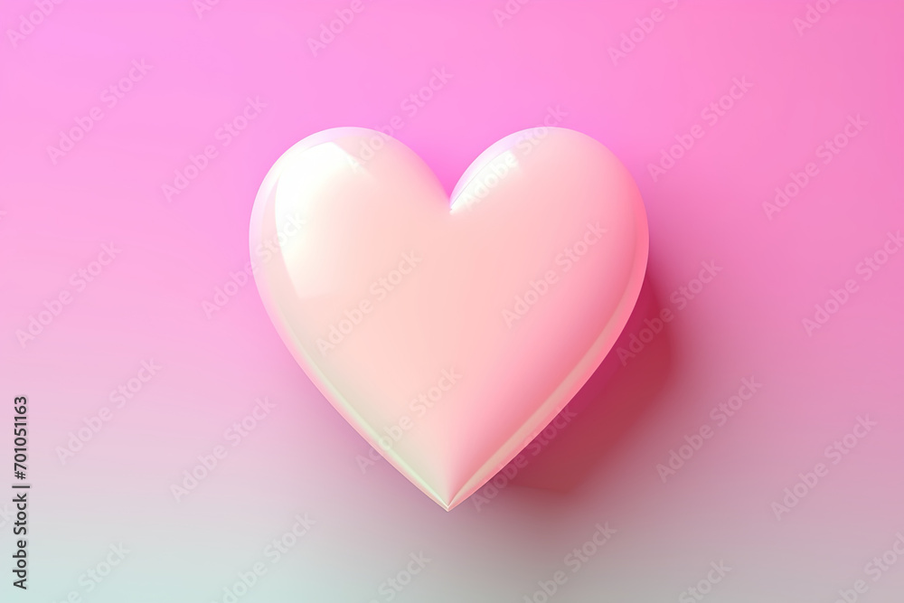 3D Radiant Pink Heart: Vibrant Love Glows in a Rainbow Gradient on a Pastel Background. Perfect for Expressive Valentine's Day Celebrations