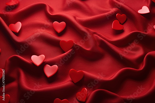 Red Heart on Curved Fabric Background. Love hearts wallpaper, wedding hearts, and red fabric background photo