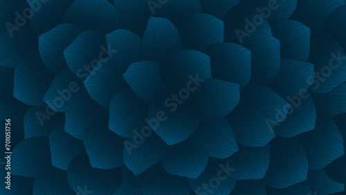 Dark blue botanical background with gradient leaves. Botanical poster, banner, cover, wallpaper