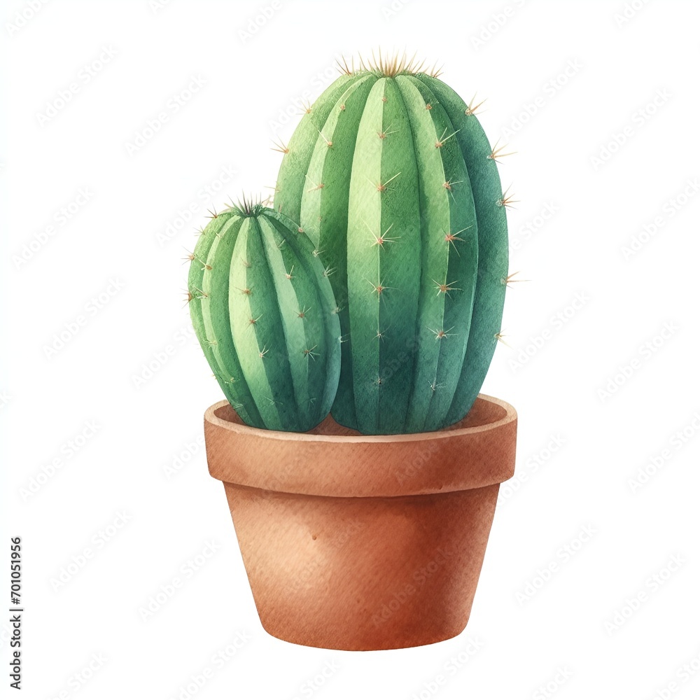 watercolor simply cactus with flower isolated on white background watercolor simply cactus with flower isolated on white background
