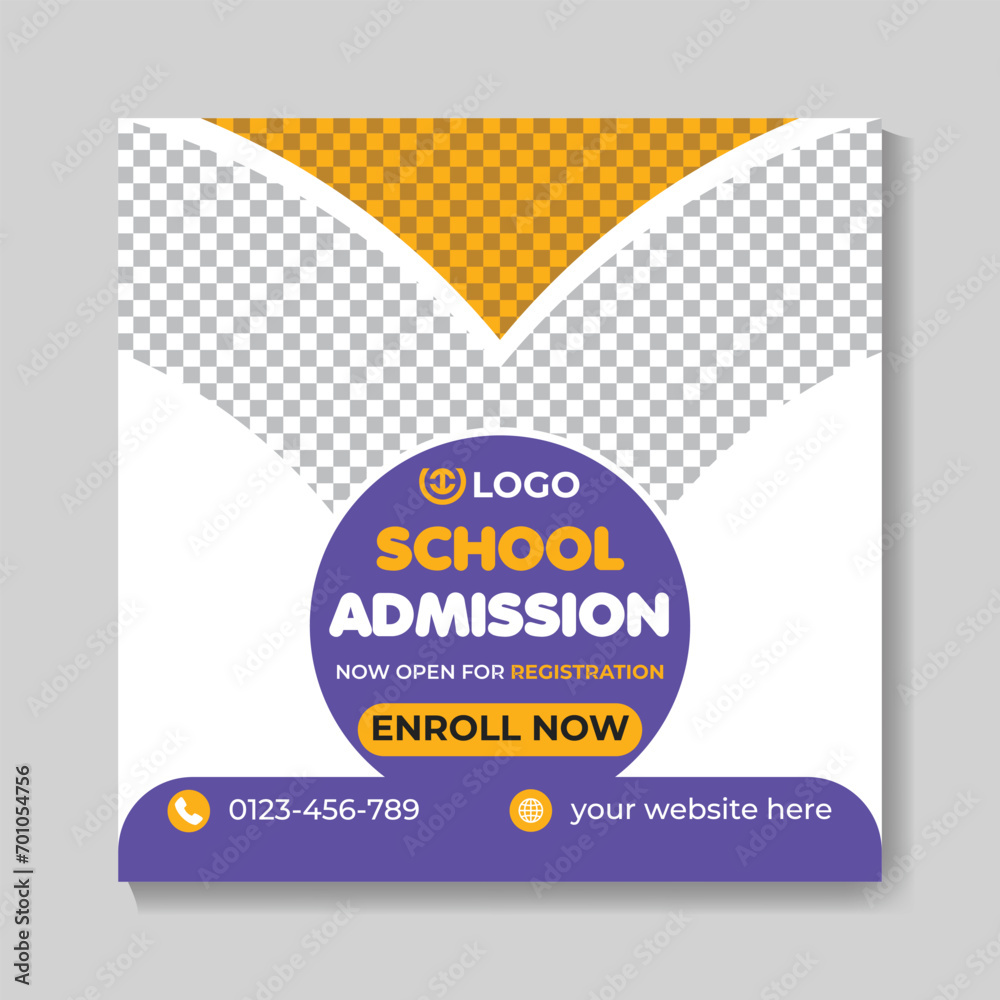 Creative school admission education social media post design modern back to school web banner template Creative school admission education social media post design modern back to school web banner template