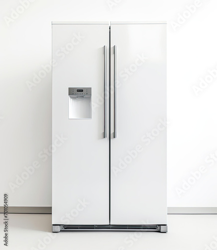 A White Refrigerator Freezer Next to a Wall