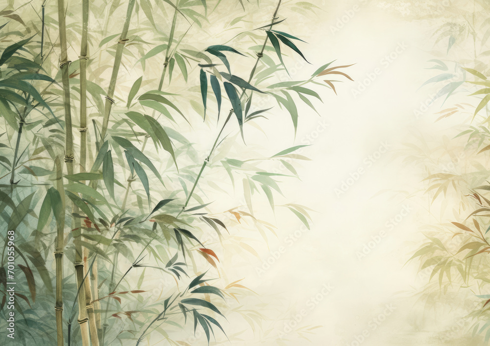 Fototapeta premium A Serene Bamboo Tree Amidst a Misty Forest