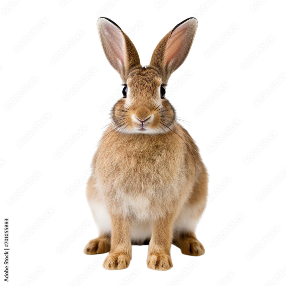 Obraz premium Rabbit looking forward on transparent Background