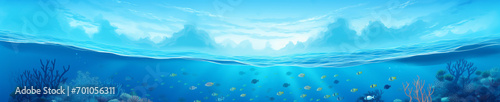Abstract background with underwater theme, web site header or footer template photo