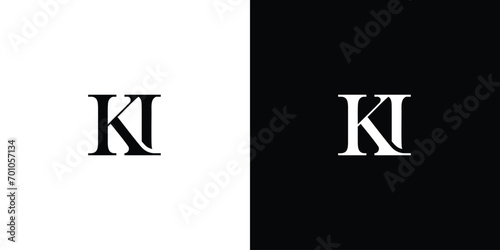 Abstract Alphabet letters Initials Monogram logo KI or KI in black and white color