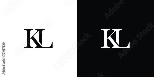 Abstract Initial letters KL or LK linked monogram logo vector in black and white color