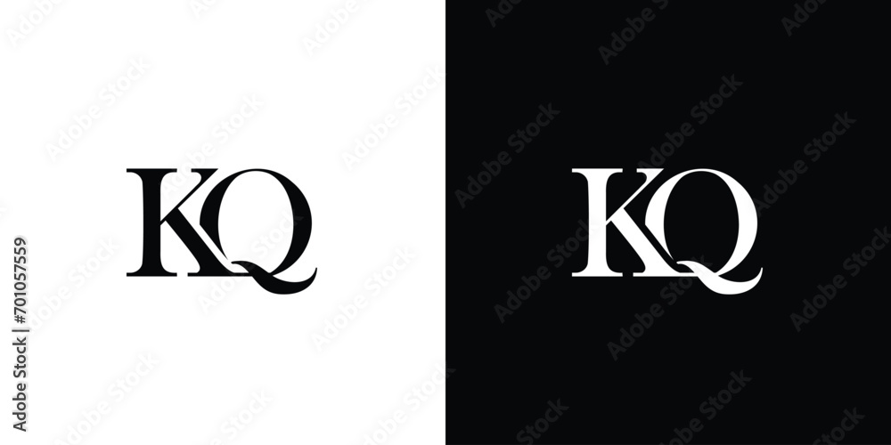 Abstract KQ or QK Alphabet Letters Logo Monogram in black and white color Abstract KQ or QK Alphabet Letters Logo Monogram in black and white color