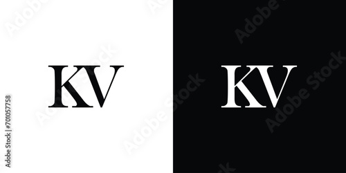 The abstract KV or VK Abstract Letters Logo monogram in black and white color