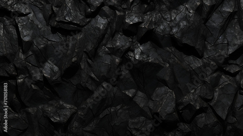 Black rock wall texture, background dark stone, cracked and grunge background texture
