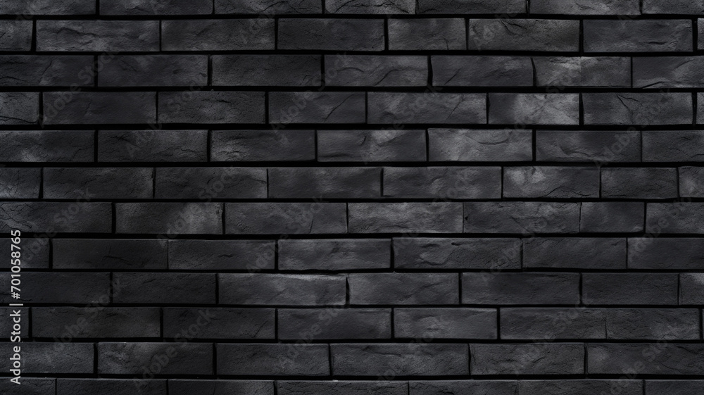 Black brick texture, dark stone wall texture background, 