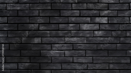 Black brick texture, dark stone wall texture background, 