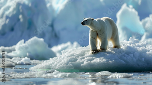 Polar bear on perfectly healthy icecap, AI Generated