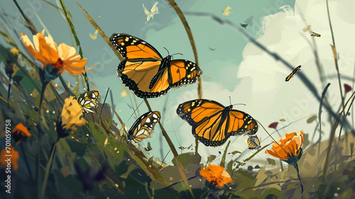 Sequential illustration on lifecycle of butterfly, AI Generated © Shining Pro