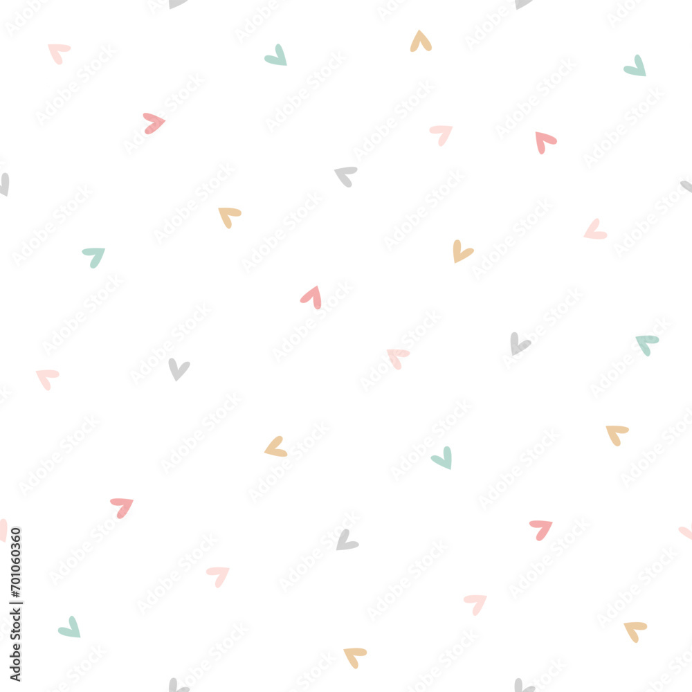 Cute pastel hearts seamless pattern on white background. Cute design ...