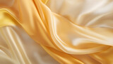 Golden silk, yellow and gold silky fabric, satin cloth, close-up picture of a piece of cloth, waves of fabric, fashion, luxury fabric, background texture, fabric texture,