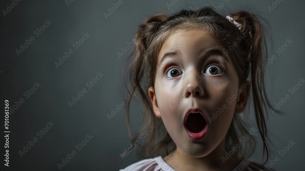 A portrait of impressed, speechless young girl with Shocked an open mouth staring, I can't believe it's isolated in Studio background, Free copy Space A portrait of impressed, speechless young girl with Shocked an open mouth staring, I can't believe it's isolated in Studio background, Free copy Space