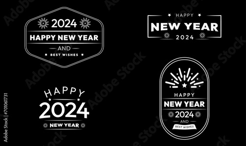 Happy New Year Badge Logo Set ,set of vintage labels, 2024 Badge Collection, New Year 2024 Badge Collection, Set of 2024 Badge Logos