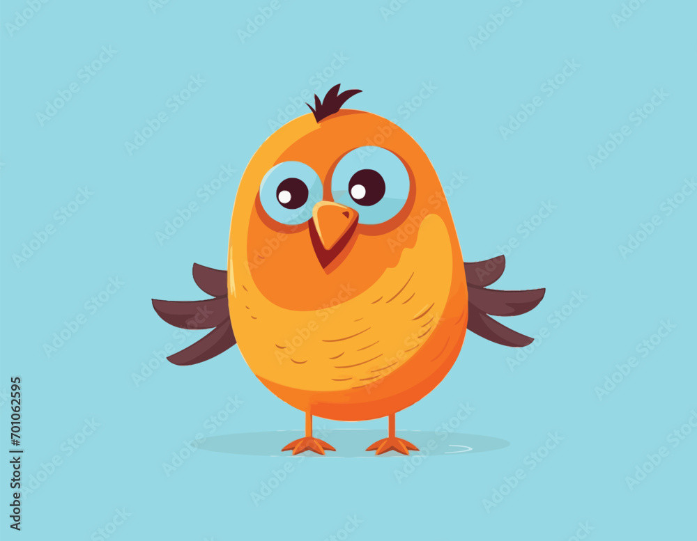 funny orange bird cartoon vector on an isolated background
