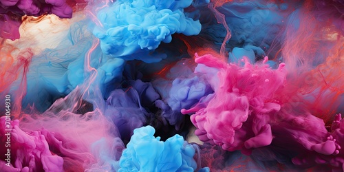 Abstract Clouds of Color: Blue and Pink Smoke Art Print