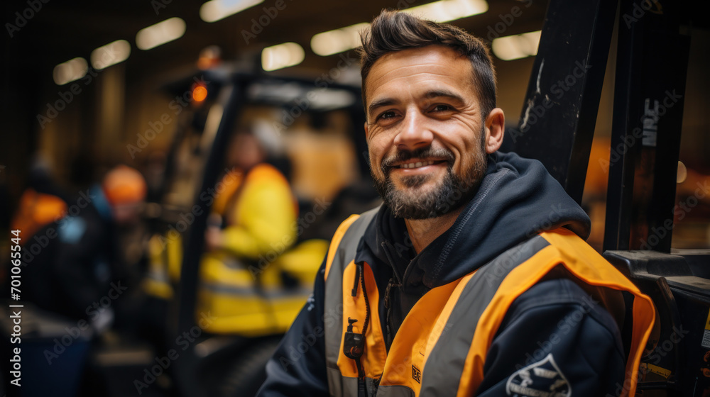 Smiling forklift driver Smiling forklift driver