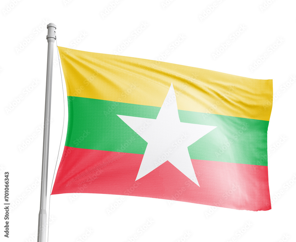 Myanmar national flag on white background. Myanmar national flag on white background.