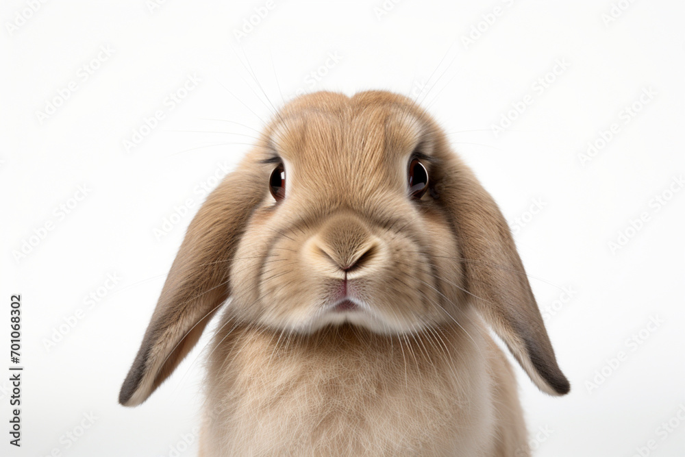 Holland lop rabbit close-up portrait on a white background. Holland lop rabbit close-up portrait on a white background.