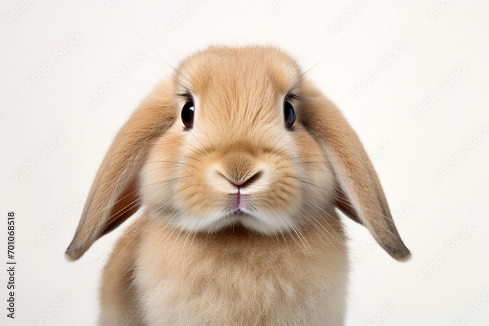 Holland lop rabbit close-up portrait on a white background. Holland lop rabbit close-up portrait on a white background.