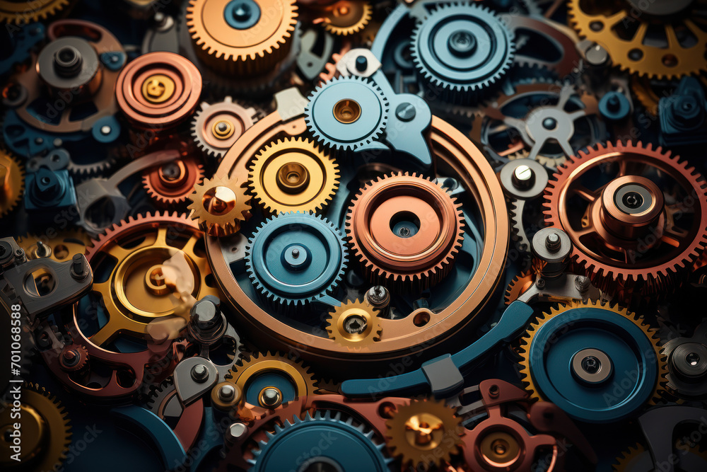 A series of interconnected gears in disarray, representing the breakdown of the mind's intricate machinery. Concept of cognitive malfunction. Generative Ai. A series of interconnected gears in disarray, representing the breakdown of the mind's intricate machinery. Concept of cognitive malfunction. Generative Ai.