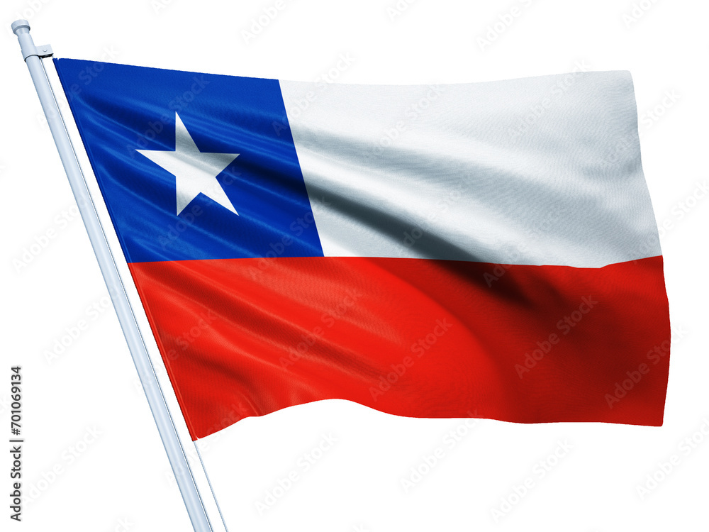 Naklejka premium Chile national flag on white background.