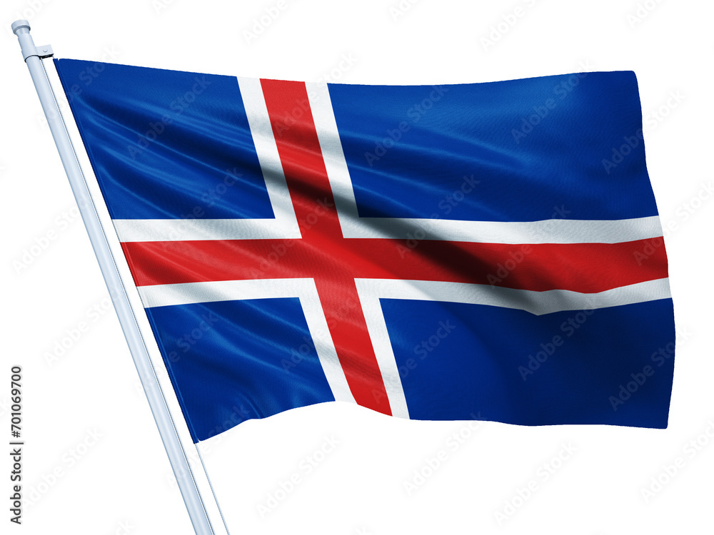 Fototapeta premium Iceland national flag on white background.
