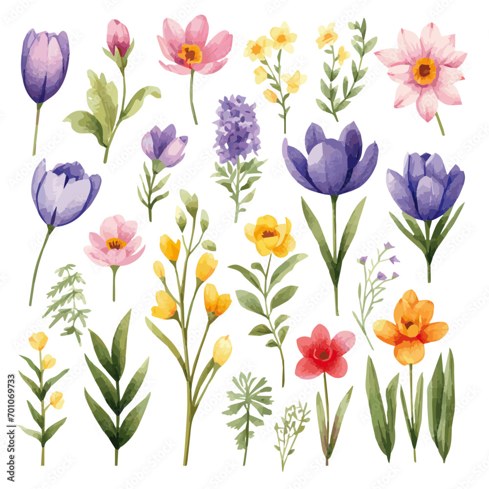 set of spring flowers vectors set of spring flowers vectors