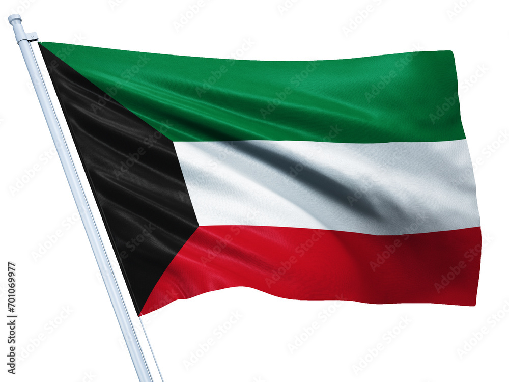 Kuwait national flag on white background.