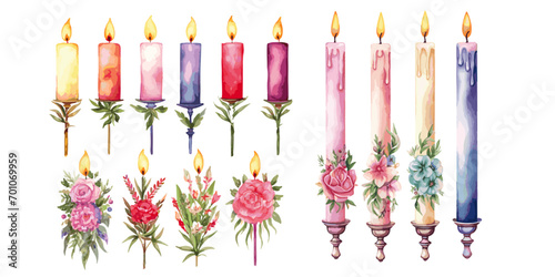 Paschal Candle easter candles with flowers vecotrs photo