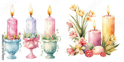 easter candles and flowers Paschal Candle vectors