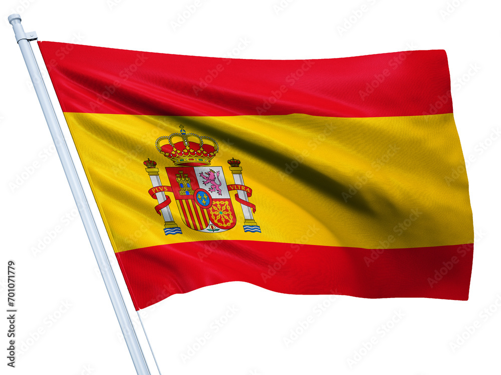 Fototapeta premium Spain national flag on white background.