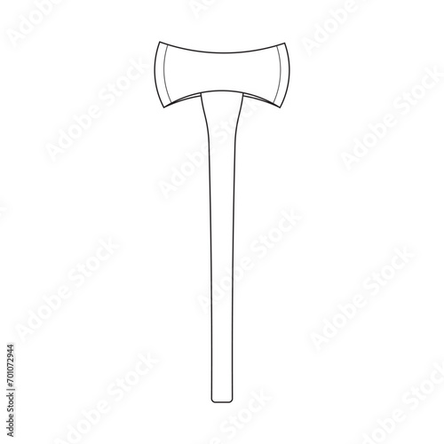 Hand drawn Kids drawing Cartoon Vector illustration double bit axe icon Isolated on White Background
