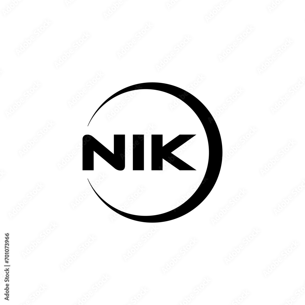 NIK letter logo design with white background in illustrator, cube logo, vector logo, modern alphabet font overlap style. calligraphy designs for logo, Poster, Invitation, etc. - obrazy, fototapety, plakaty 