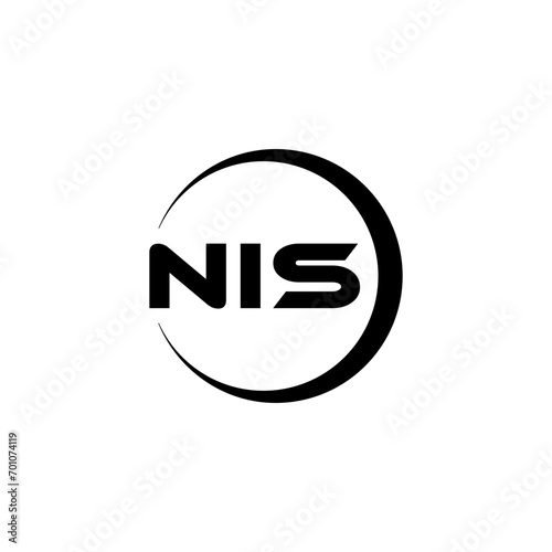 NIS letter logo design with white background in illustrator, cube logo, vector logo, modern alphabet font overlap style. calligraphy designs for logo, Poster, Invitation, etc.