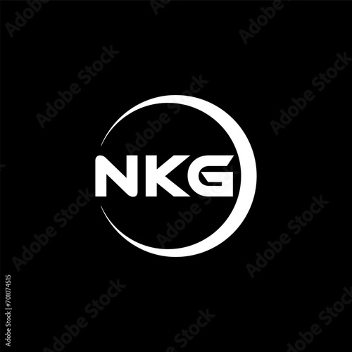 NKG letter logo design with black background in illustrator, cube logo, vector logo, modern alphabet font overlap style. calligraphy designs for logo, Poster, Invitation, etc. photo