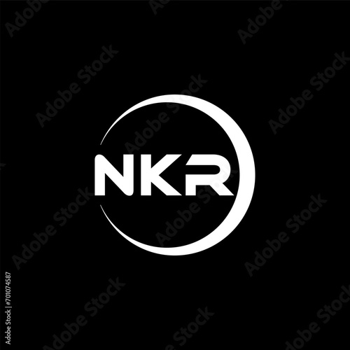 NKR letter logo design with black background in illustrator, cube logo, vector logo, modern alphabet font overlap style. calligraphy designs for logo, Poster, Invitation, etc.
