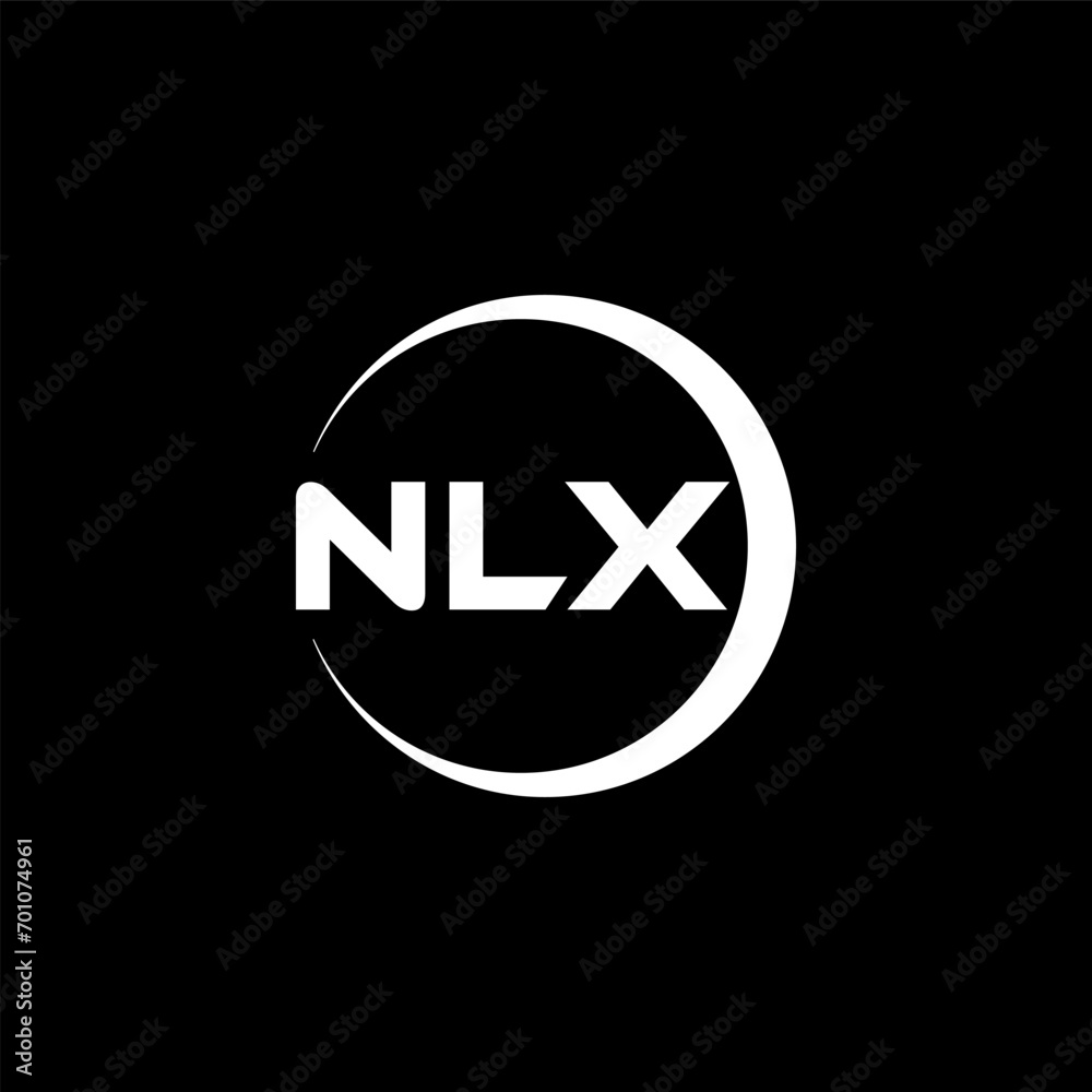NLX letter logo design with black background in illustrator, cube logo, vector logo, modern alphabet font overlap style. calligraphy designs for logo, Poster, Invitation, etc.