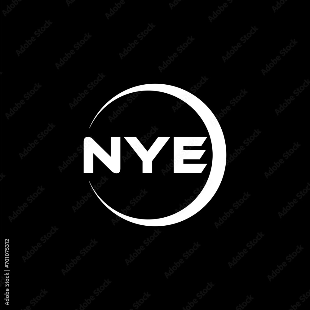 NYE letter logo design with black background in illustrator, cube logo, vector logo, modern alphabet font overlap style. calligraphy designs for logo, Poster, Invitation, etc. NYE letter logo design with black background in illustrator, cube logo, vector logo, modern alphabet font overlap style. calligraphy designs for logo, Poster, Invitation, etc.