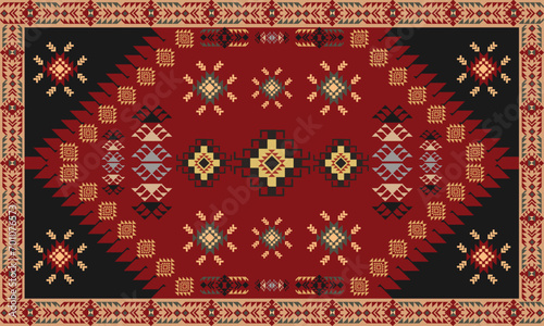 vector ethnic carpet motif pattern, rug motif, tribal pattern