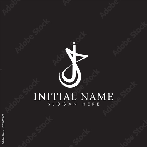 JS or Sj letter logo design template