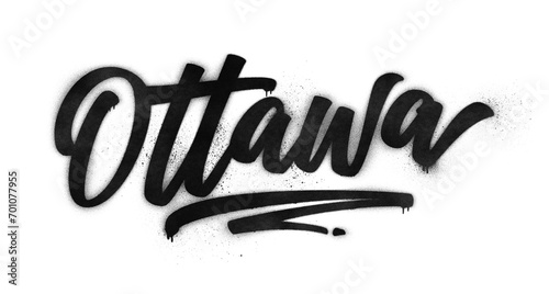 Ottawa city name written in graffiti-style brush script lettering with spray paint effect isolated on transparent background