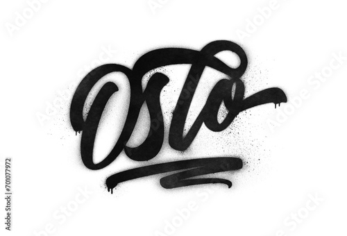 Oslo city name written in graffiti-style brush script lettering with spray paint effect isolated on transparent background