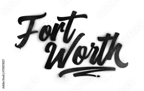 Fort Worth city name written in graffiti-style brush script lettering with spray paint effect isolated on transparent background